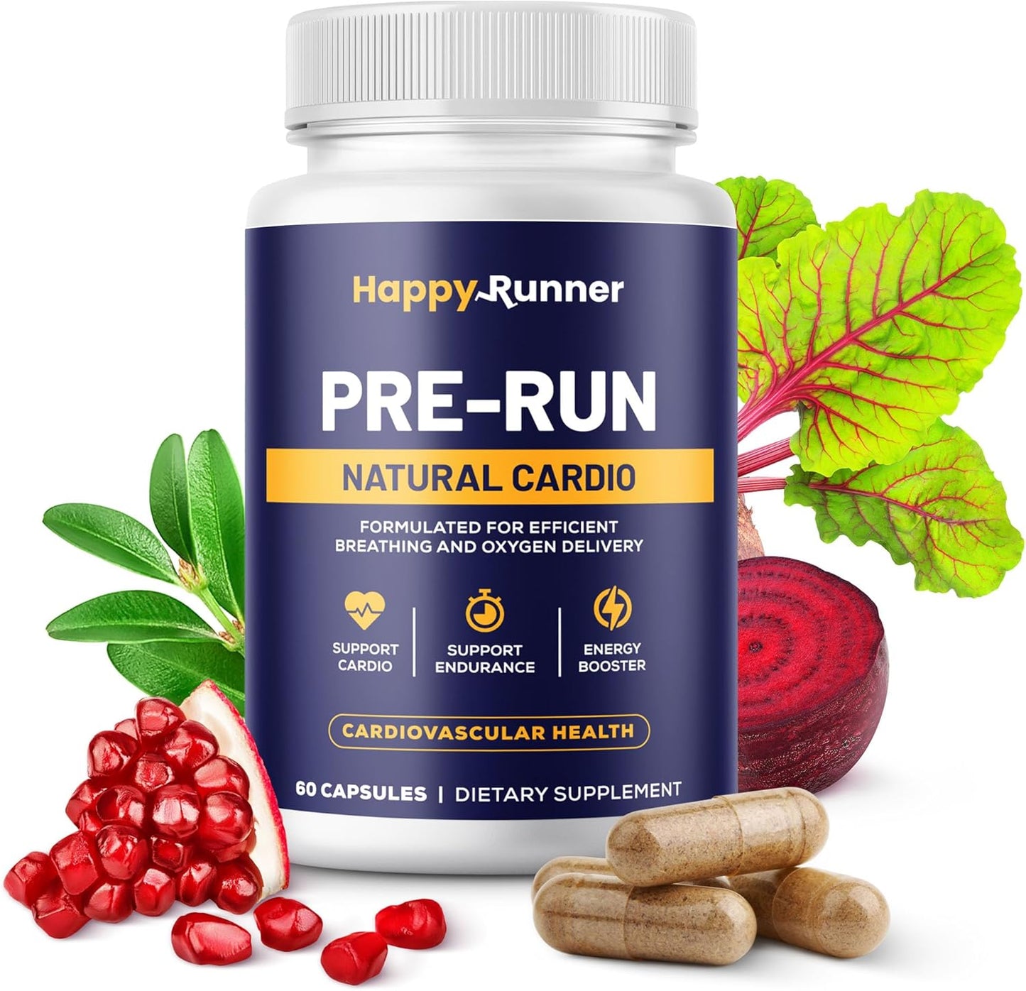 Happy Runner Pre-Run Supplement - Boost Endurance with Improved Breathing and Oxygen Delivery