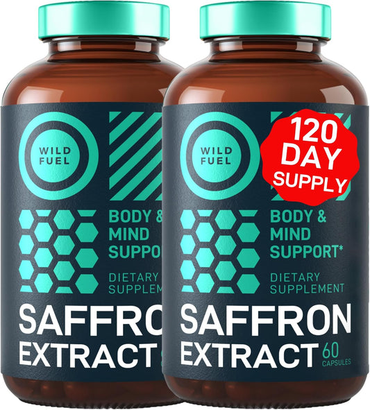 Happy Saffron Supplement for Eye Health, Energy, and Mood Support - Pure Saffron Extract with Antioxidants - Gluten-Free, Non-GMO Vegan Capsules - 120 Day Supply