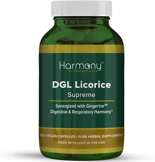 Harmony Nutraceuticals DGL Licorice Supreme Capsules - Clinical Grade, Maximum Bioavailability, 120 Vegan Capsules
