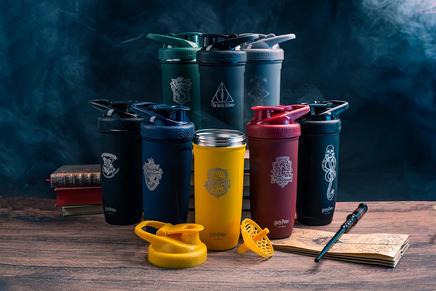 Harry Potter Hogwarts Crest Stainless Steel Smartshake Shaker Bottle (900 ML / 30oz) | Lightweight Resistance Sports Bottle | Leakproof, BPA & DEHP Free