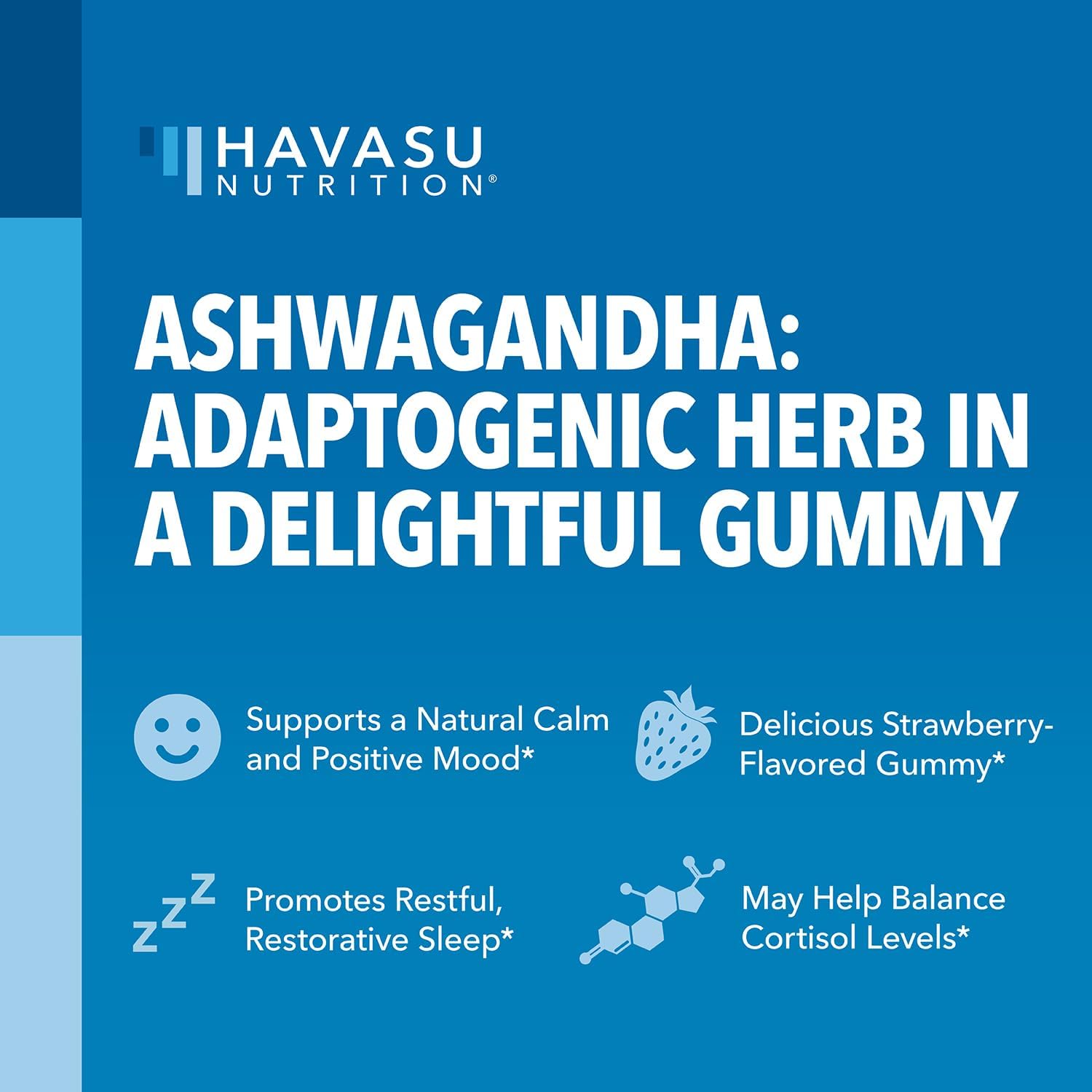 HAVASU NUTRITION Ashwagandha Gummies Supplement Designed to Support a Natural Calm - Herbal Support - Ashwagandha Gummies for Women and Men - Non-GMO and Gluten-Free Supplement - 120 Vegan Strawberry Gummies