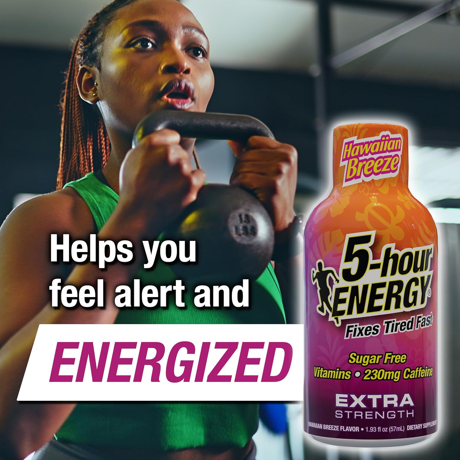 Hawaiian Breeze Flavor Extra Strength Energy Shot with Amino Acids & B Vitamins - Sugar-Free, Zero Calories, 230mg Caffeine - 24 Count