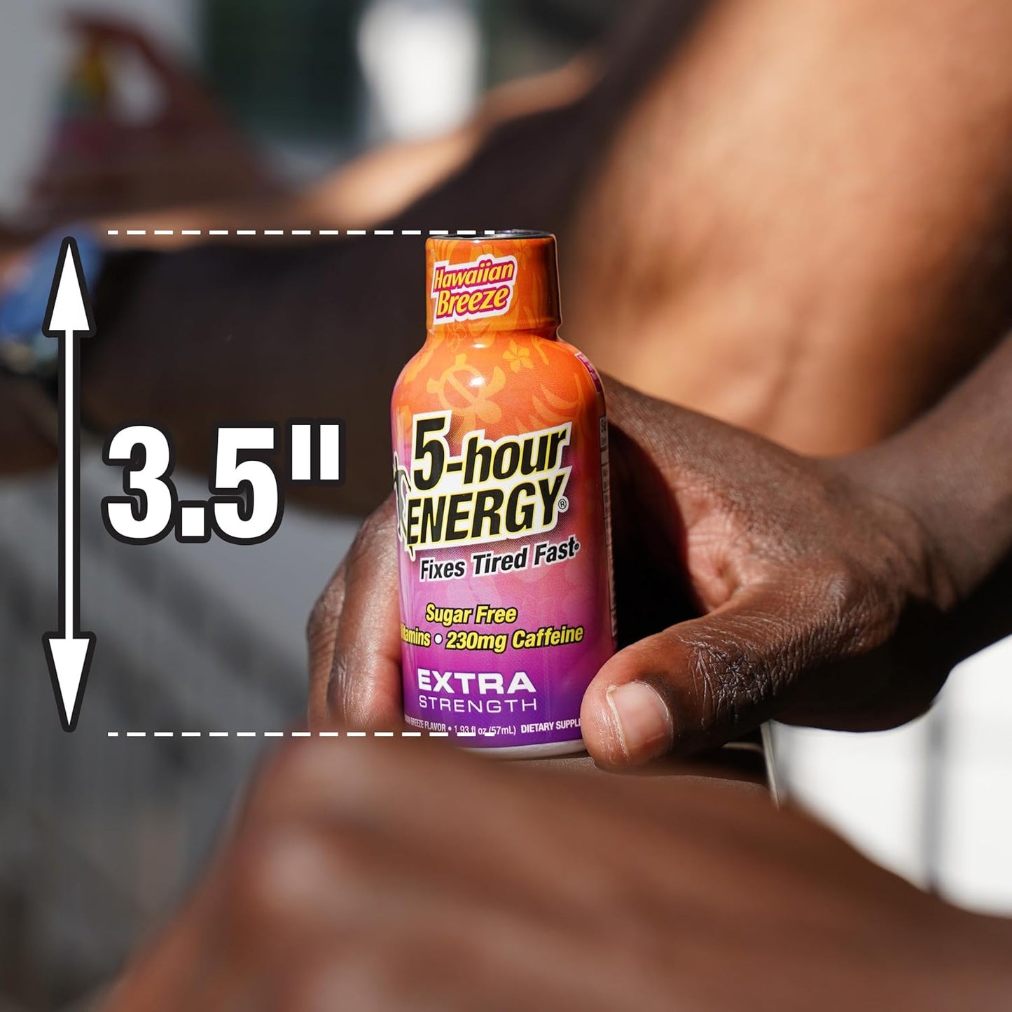 Hawaiian Breeze Flavor Extra Strength Energy Shot with Amino Acids & B Vitamins - Sugar-Free, Zero Calories, 230mg Caffeine - 24 Count