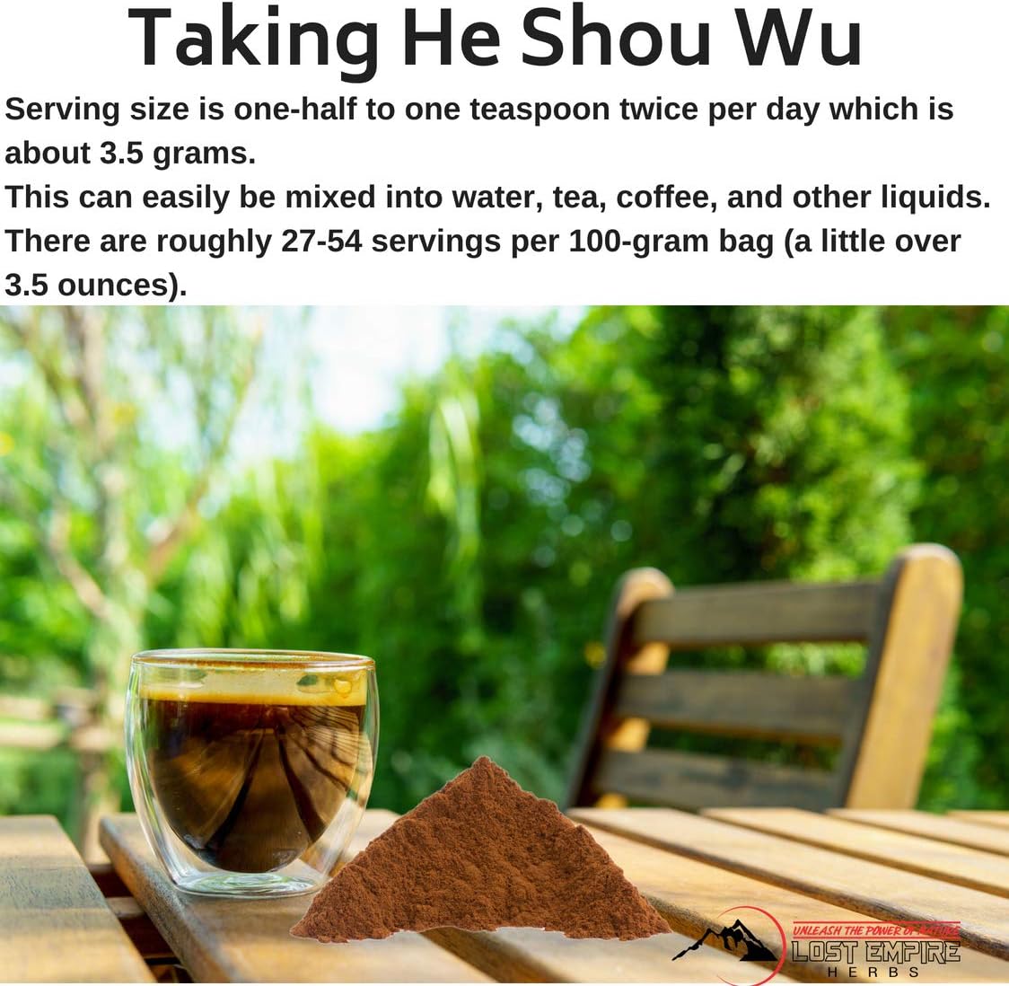 He Shou Wu 10:1 Extract Powder - High Quality Polygonum Multiflorum Roots for Jing - 100g by Lost Empire Herbs