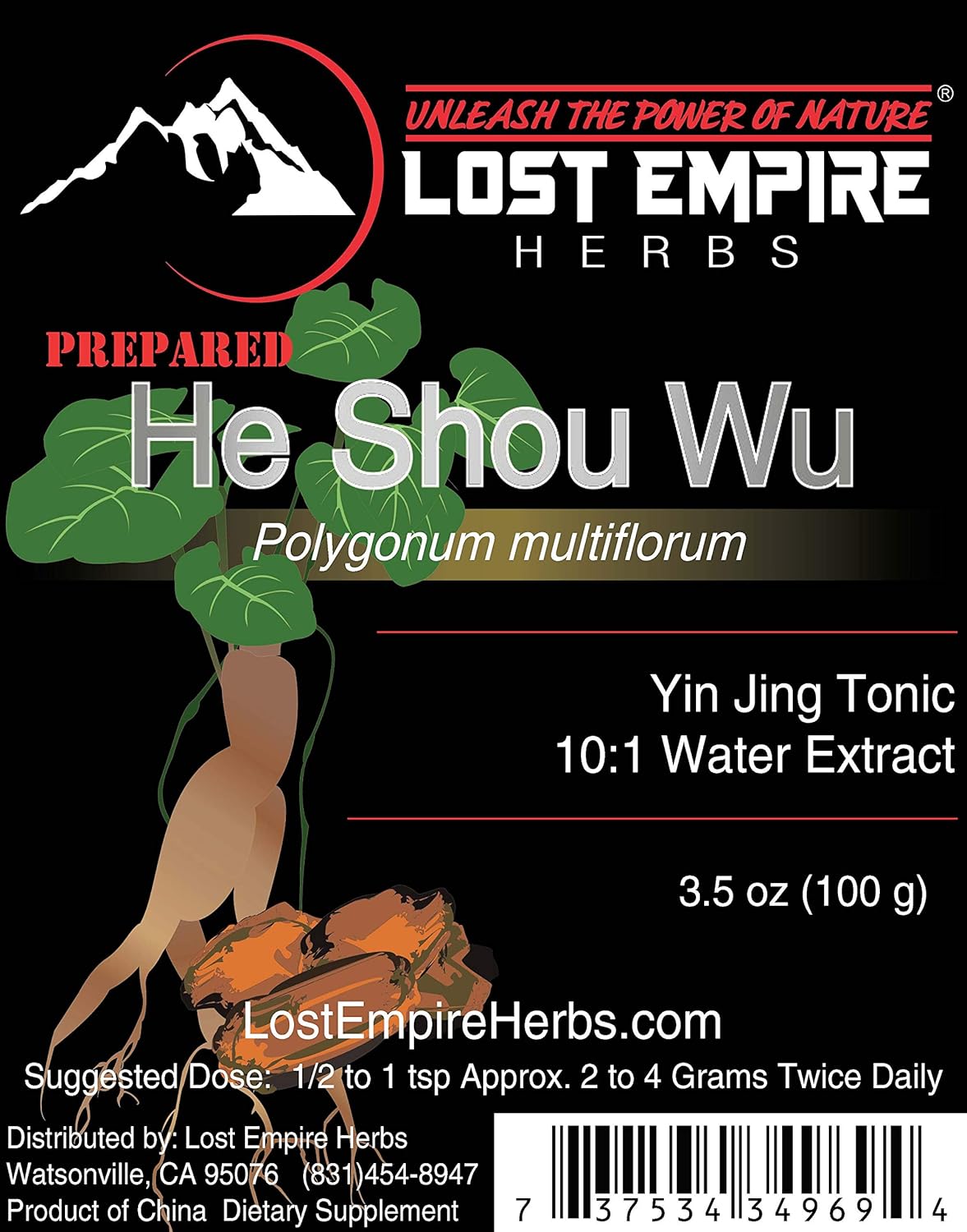 He Shou Wu 10:1 Extract Powder - High Quality Polygonum Multiflorum Roots for Jing - 100g by Lost Empire Herbs
