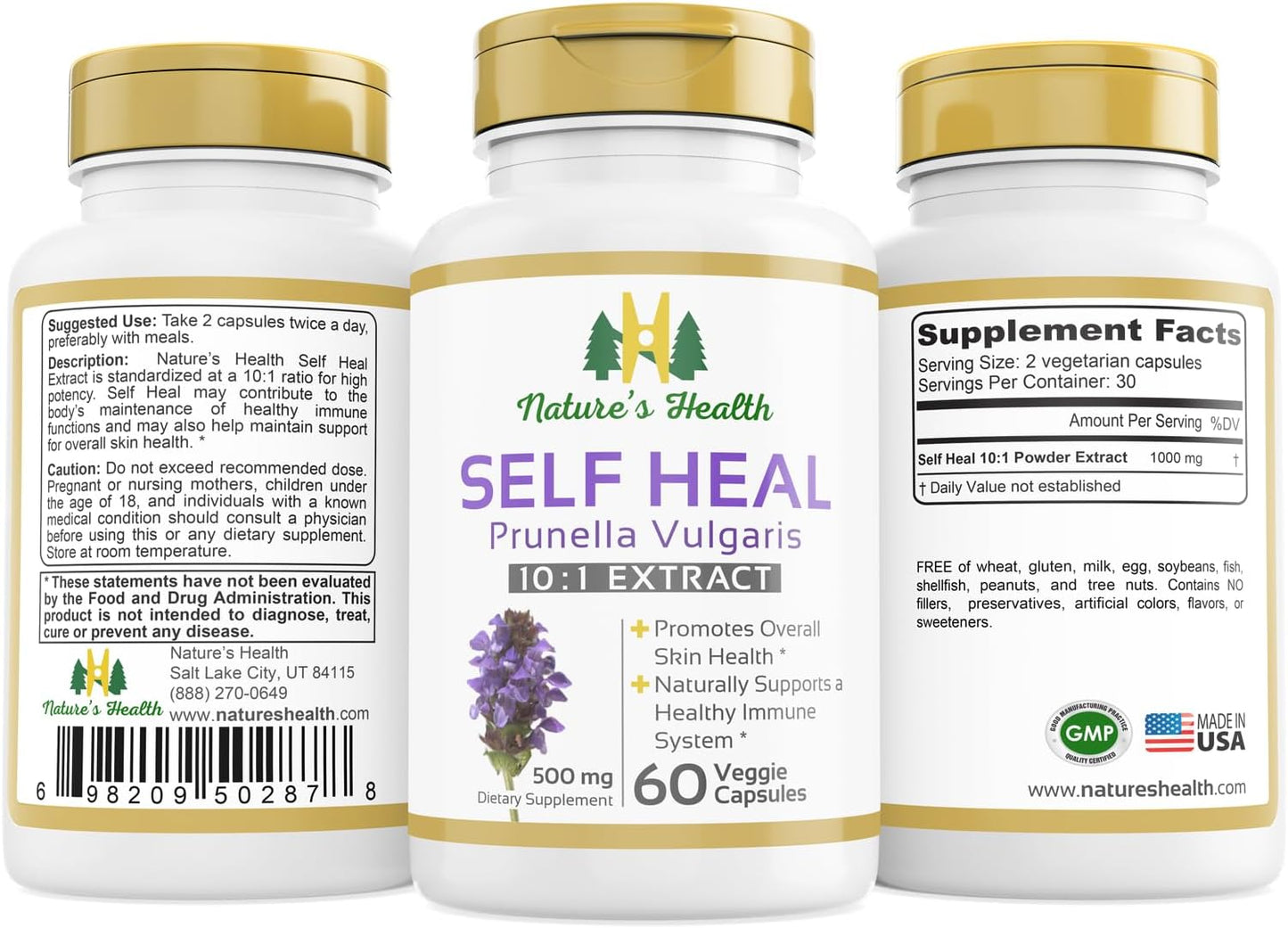 Heal All Supplement for Healthy Skin & Immune Support - 1000mg - 60 Veg Caps - Non-GMO