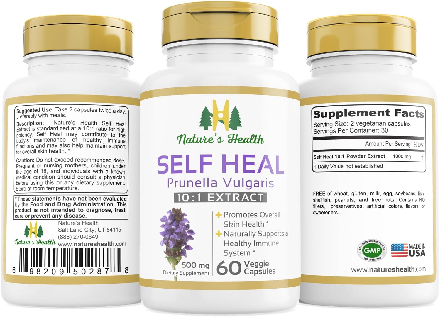 Heal All Supplement for Healthy Skin & Immune Support - 1000mg - 60 Veg Caps - Non-GMO