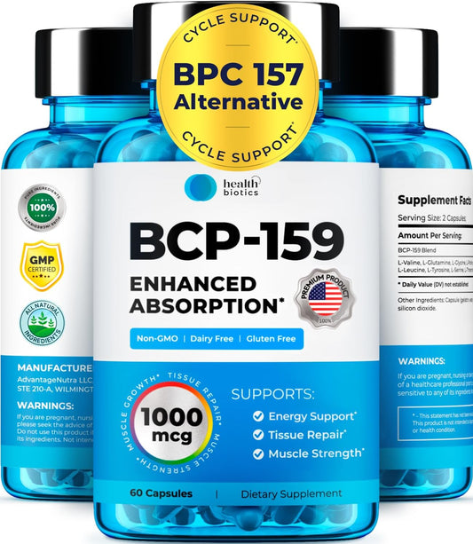 Healthbiotics BCP-159 Capsules - Cycle & Post-Workout Recovery Supplement - Muscle & Joint Support - 1000 mcg NAC - 60 Capsules