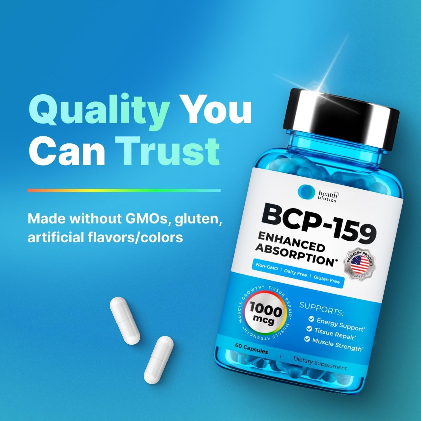 Healthbiotics BCP-159 Capsules - Cycle & Post-Workout Recovery Supplement - Muscle & Joint Support - 1000 mcg NAC - 60 Capsules