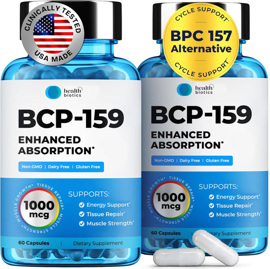 Healthbiotics BCP-159 Capsules: Cycle Support, Muscle & Post-Workout Recovery, Joint Support - NAC Supplement, 1000mcg, 120ct (2 Pack)