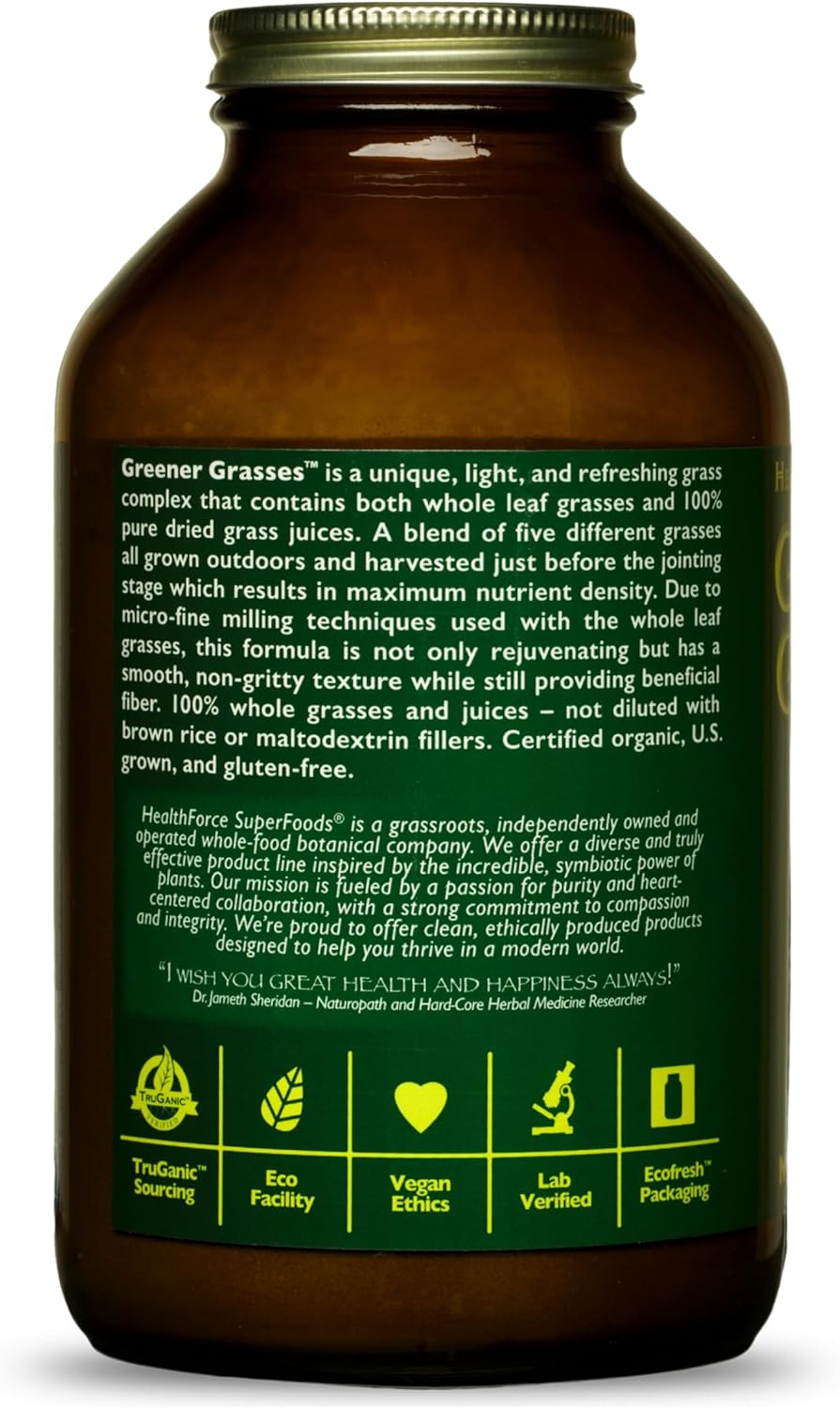 HealthForce SuperFoods Greener Grasses - 10 Ounce Powder for Boosting Health and Wellness