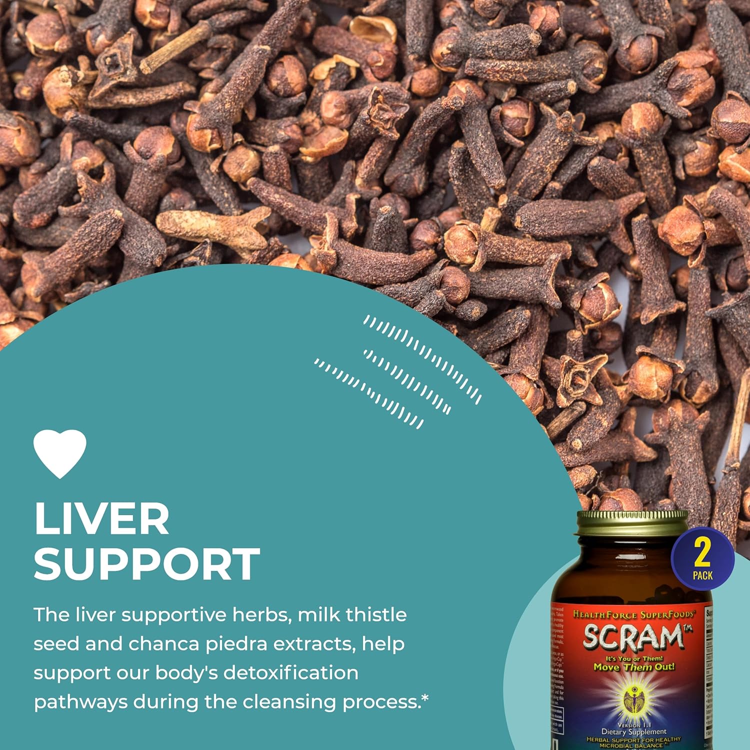 HealthForce SuperFoods Scram - Herbal Digestion Support Supplement with Milk Thistle, Wormwood, and Black Walnut - 300 Vegan Capsules