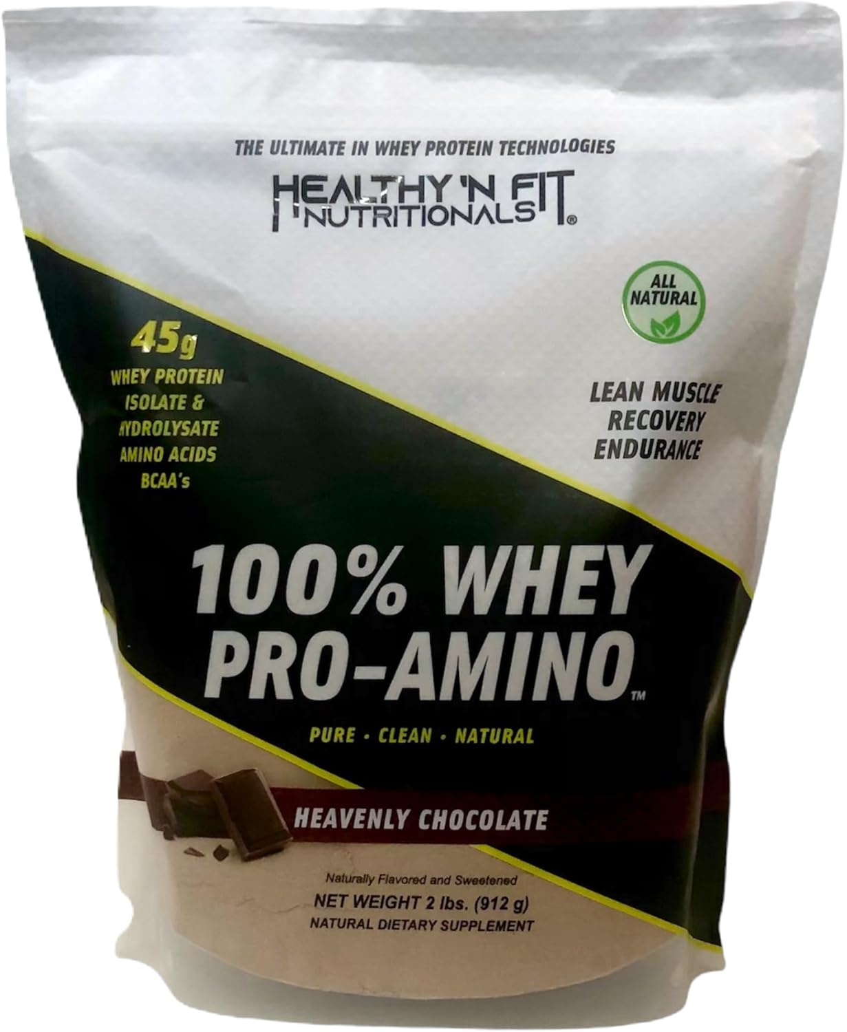 Healthy 'N Fit 100% Whey Protein with Peptides - Chocolate Flavor - 2lb - America's #1 Supplement Brand