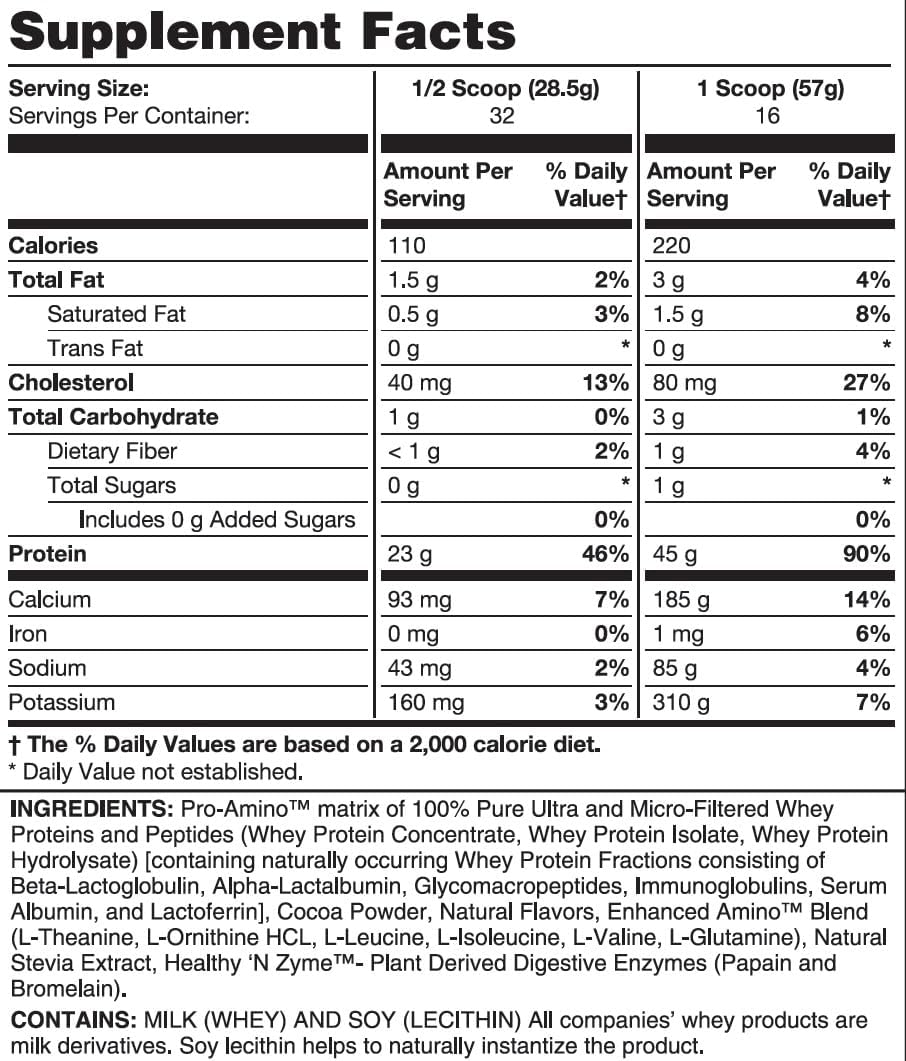 Healthy 'N Fit 100% Whey Protein with Peptides - Chocolate Flavor - 2lb - America's #1 Supplement Brand