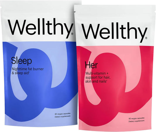 Healthy Skin, Hair, Nails & Sleep Support Bundle - Wellthy Daily Multivitamin & Night Time Slimming Formula
