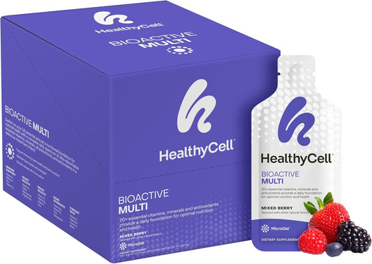 Healthycell Bioactive Multi - Liquid Multivitamin for Men and Women - Supports Brain, Heart, Immunity, Energy, Skin, and Hair - Maximum Absorption - 30 Gel Packs