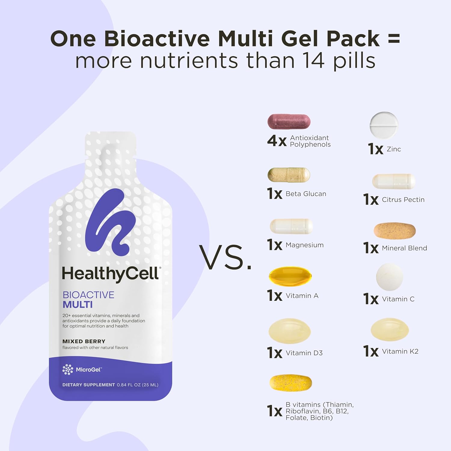 Healthycell Bioactive Multi - Liquid Multivitamin for Men and Women - Supports Brain, Heart, Immunity, Energy, Skin, and Hair - Maximum Absorption - 30 Gel Packs