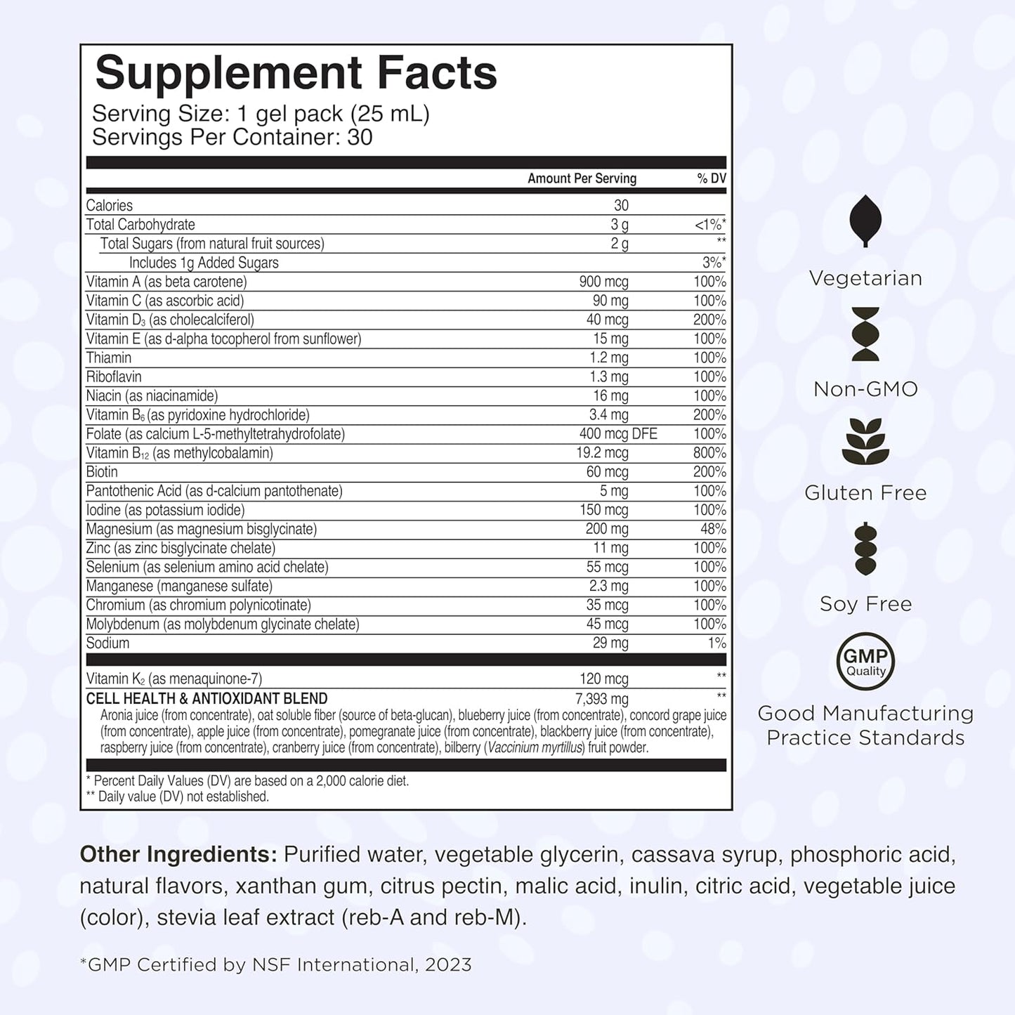 Healthycell Bioactive Multi - Liquid Multivitamin for Men and Women - Supports Brain, Heart, Immunity, Energy, Skin, and Hair - Maximum Absorption - 30 Gel Packs