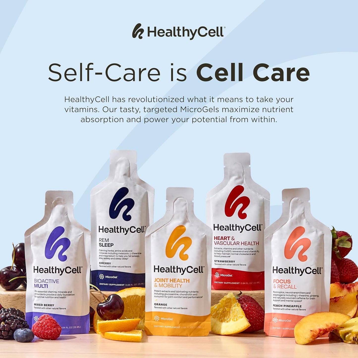 Healthycell Bioactive Multi - Liquid Multivitamin for Men and Women - Supports Brain, Heart, Immunity, Energy, Skin, and Hair - Maximum Absorption - 30 Gel Packs
