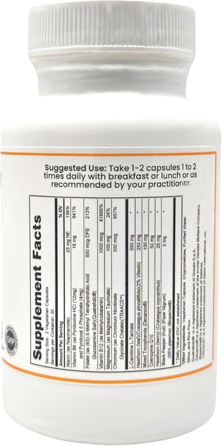 Heart and Blood Pressure Support Supplement with Hawthorn Extract, Niacin, and COQ10 - 60 Capsules