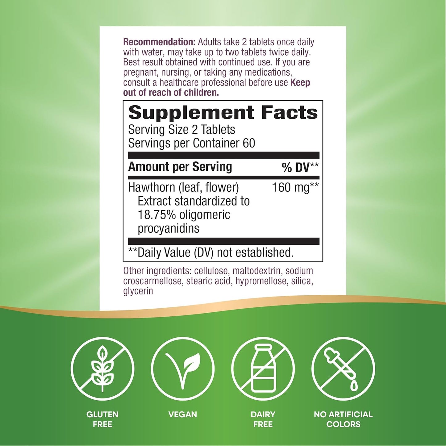 Heart Care Hawthorn Extract - Promotes Healthy Heart Function - 120 Tablets
