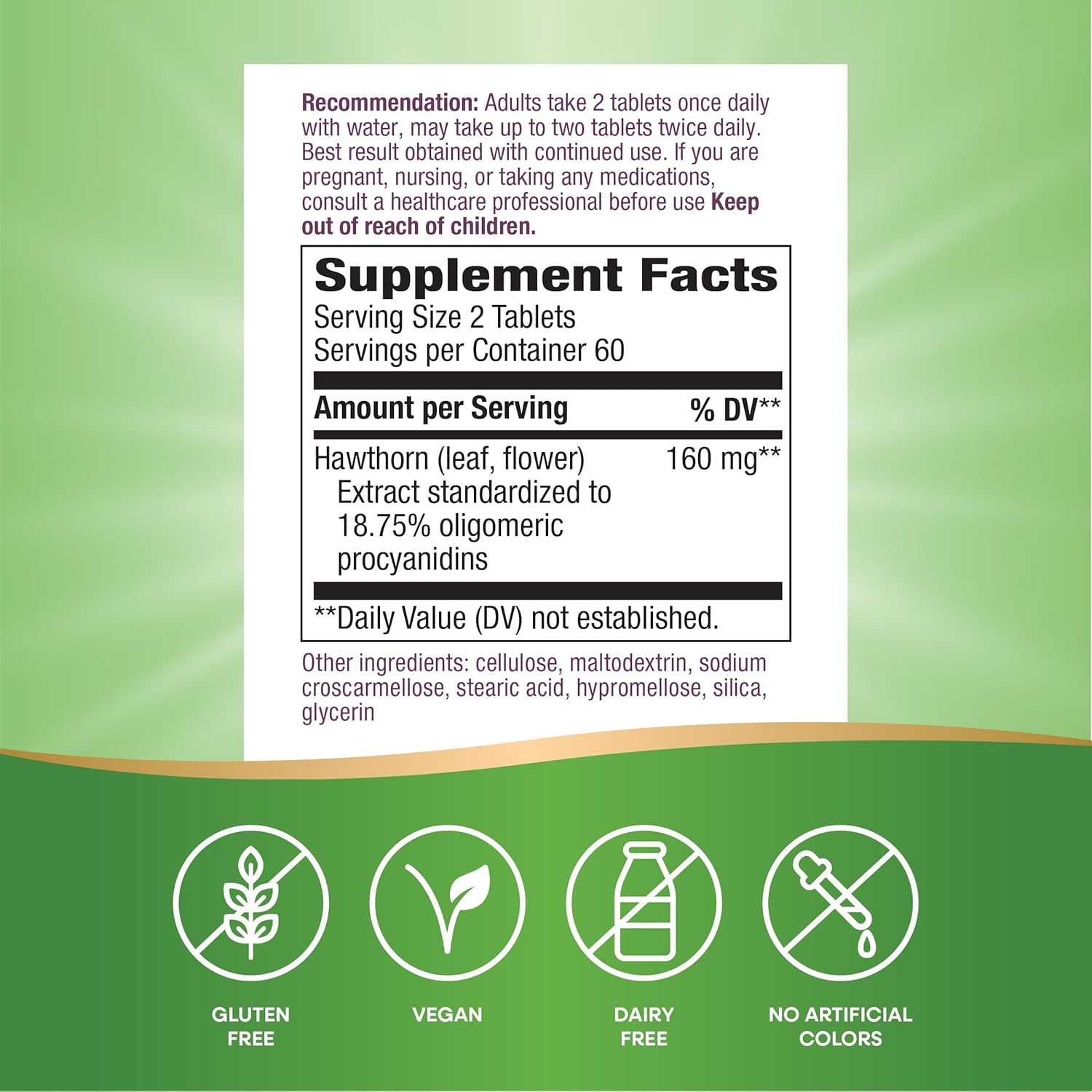 Heart Care Hawthorn Extract - Promotes Healthy Heart Function - 120 Tablets