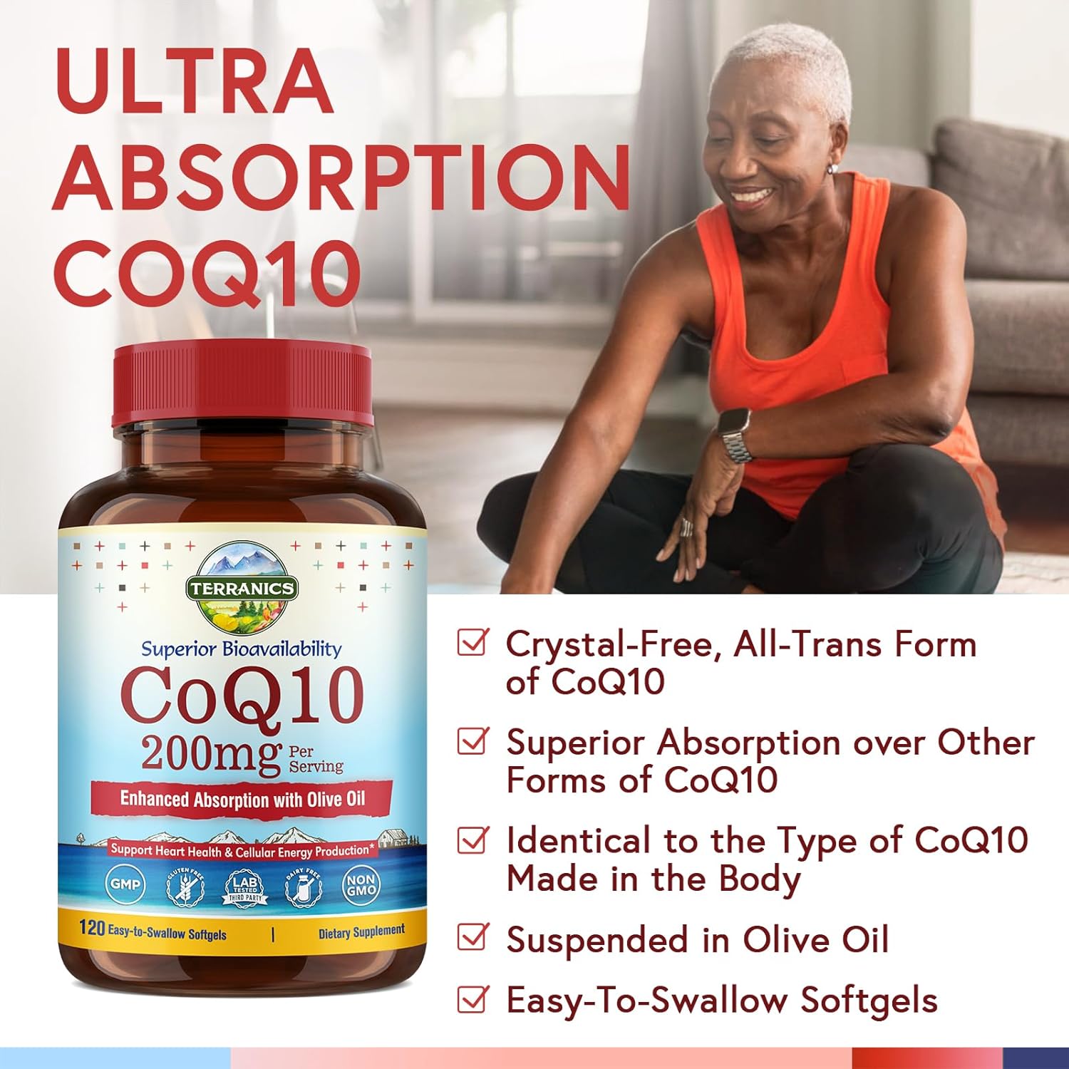 Heart & Digestion Support Bundle: Terranics Probiotics & CoQ10 - 60 Billion Probiotics, 200mg Coenzyme Q10, Extra Virgin Olive Oil - Bundle & Save