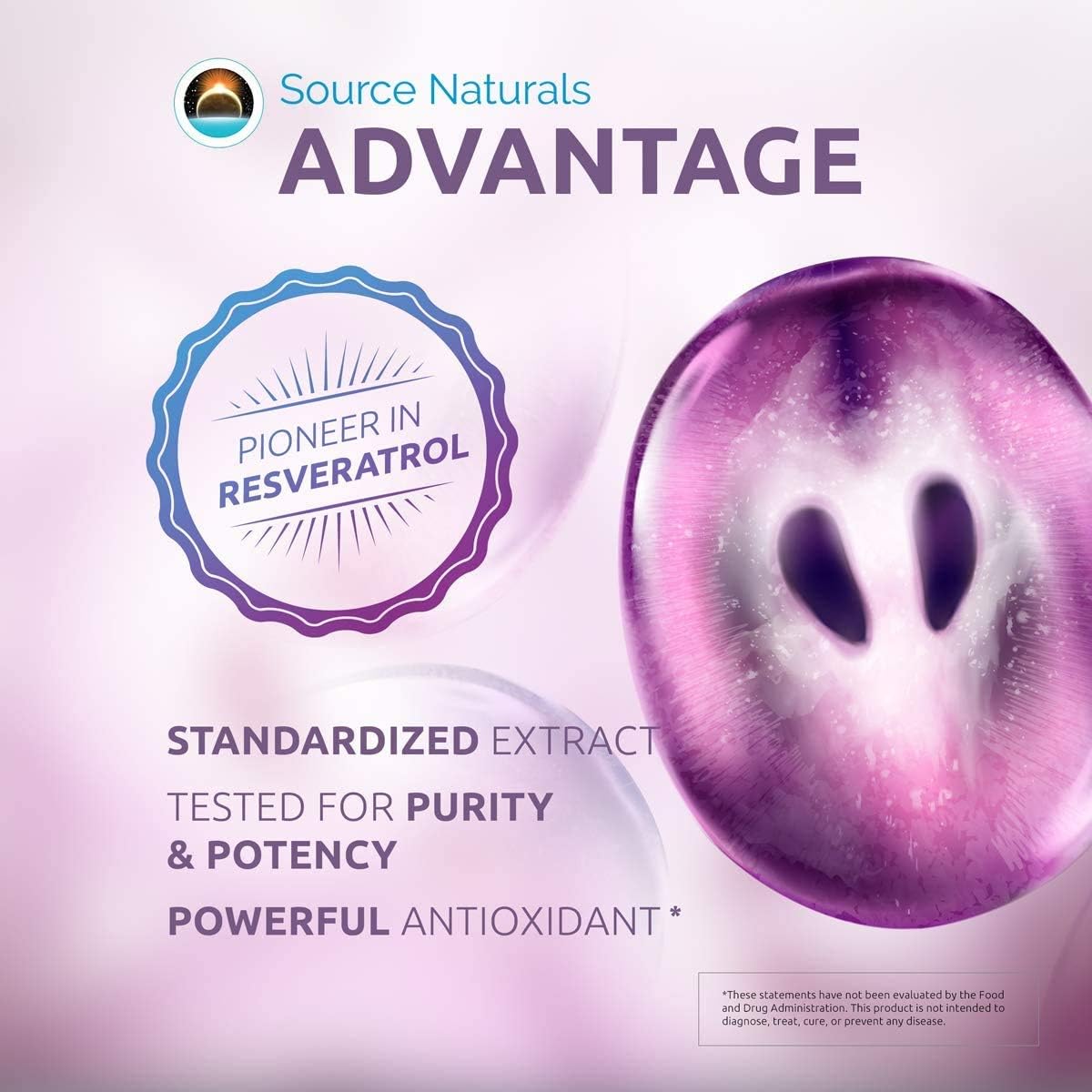 Heart Health and Anti-Aging Support: Source Naturals Resveratrol 100 - 100mg, 60 Veg Caps