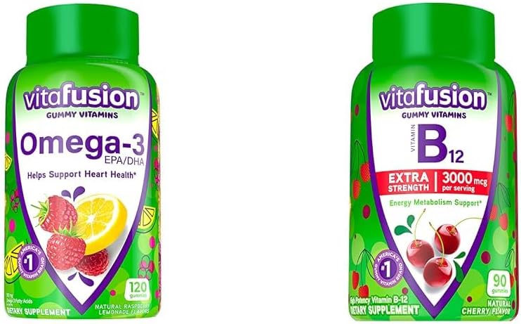 Heart Health and Energy Support Bundle: Omega-3 Gummy Vitamins and Vitamin B12 Gummies