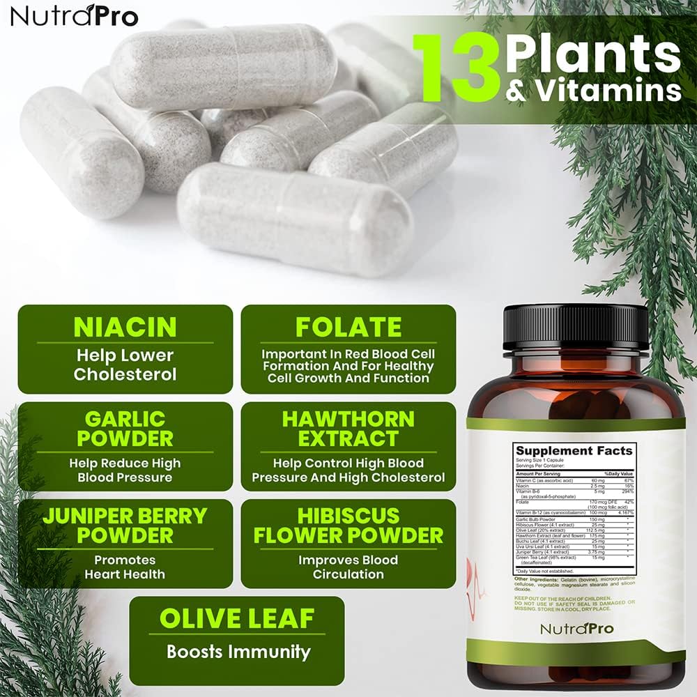 Heart Health & Blood Pressure Support Supplement - Promotes Healthy Circulation & Blood Pressure Levels