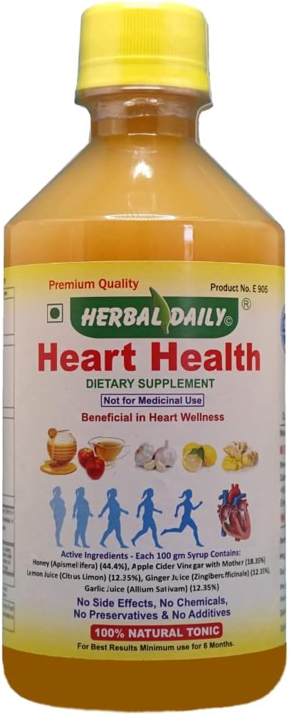 Heart Health Dietary Supplement with Apple Cider Vinegar, Garlic Juice, Ginger, Lemon, and Honey - 400 ml Bottle - Lower Cholesterol and Support Heart Wellness