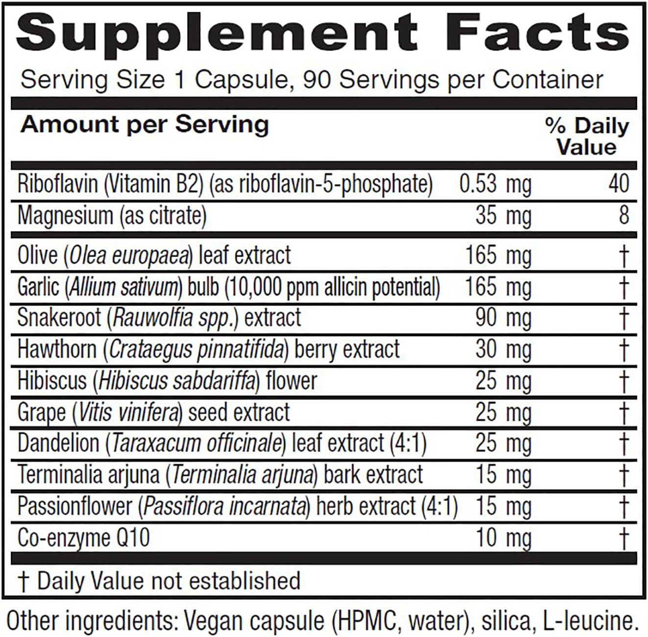 Heart Health Supplement with Magnesium, CoQ10 & Snakeroot - Supports Healthy Blood Pressure - 90 Vegan Capsules