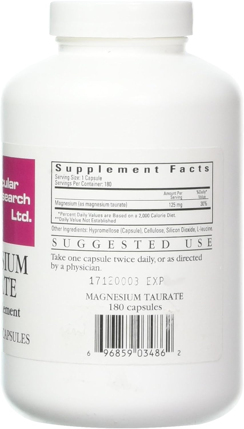 Heart Health Support: Ecological Formulas Magnesium Taurate Capsules 125mg, 180 Count