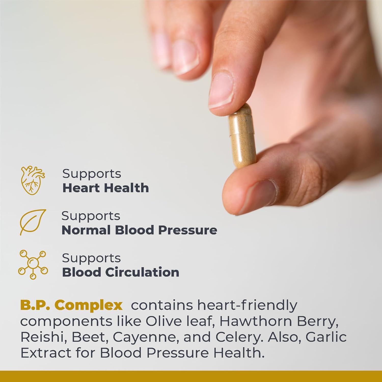 Heart Health Support Supplement with Garlic, Hawthorn, Olive Leaf, Reishi, Cayenne & Celery - Non-GMO, Vegan Formula - 60 Plant Capsules