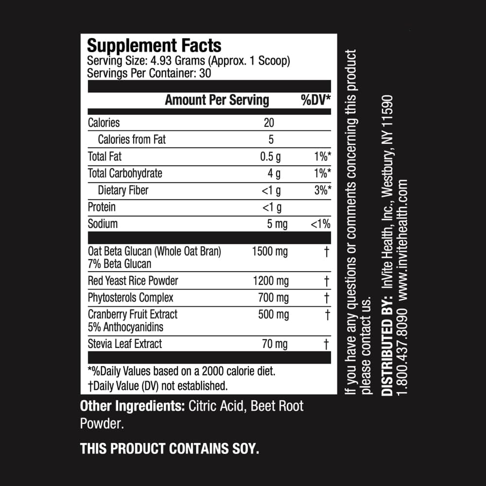 Heart Health Support Supplement with Red Rice Yeast, Sterols, Oat Bran, and Cranberry Extract - 30 Servings