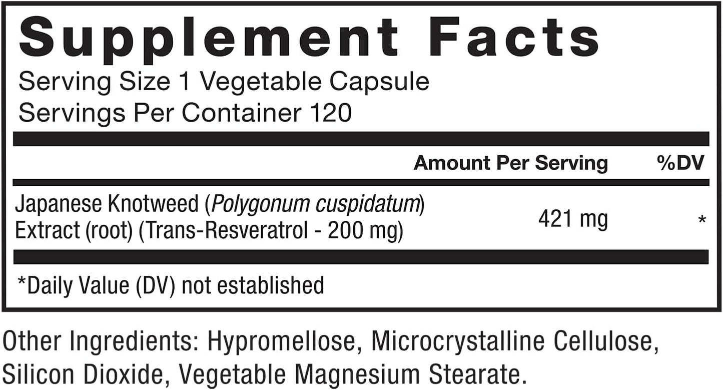 Heart Health Support: Vegan Resveratrol Supplement with Antioxidants, Free Radical Scavenger - 120 Capsules