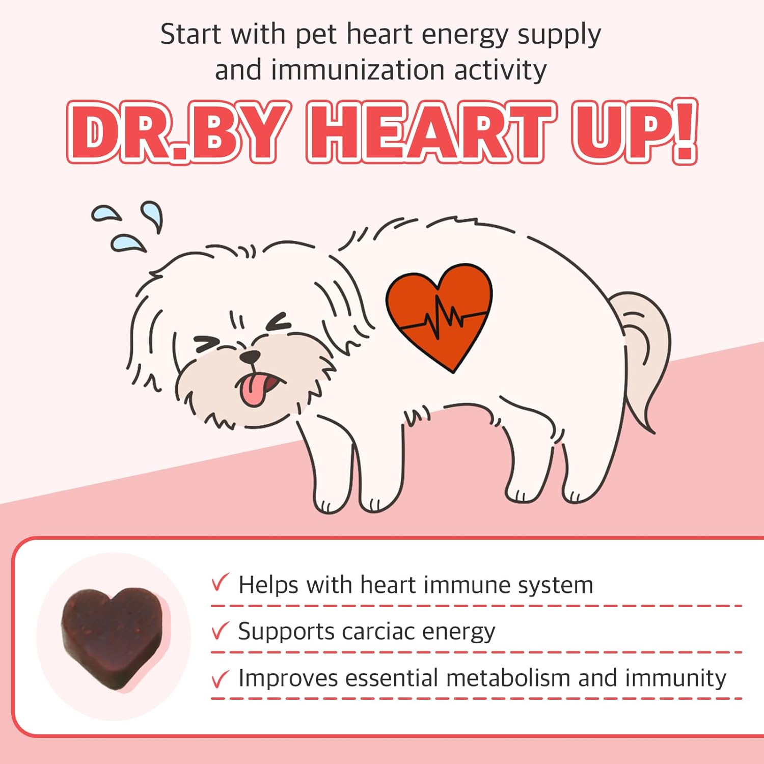 HeartUp Doctor By Dr.by Heart Care Supplements for Dogs - Soft Chews with Colostrum, L-Carnitine, and Coenzyme Q-10 - 2.82 oz (80g), 70 Cheese Flavored Chews