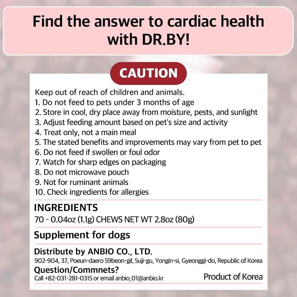 HeartUp Doctor By Dr.by Heart Care Supplements for Dogs - Soft Chews with Colostrum, L-Carnitine, and Coenzyme Q-10 - 2.82 oz (80g), 70 Cheese Flavored Chews