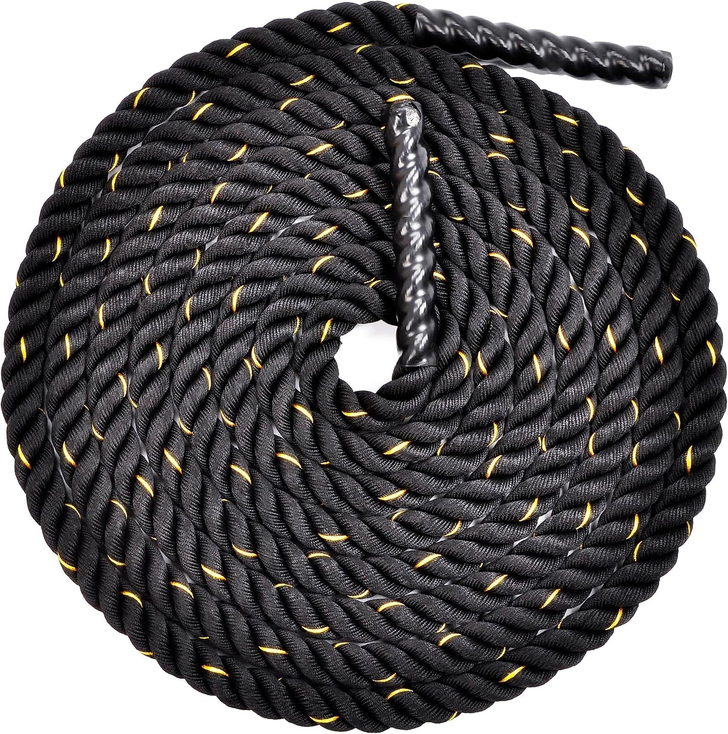 Heavy Duty Poly Dacron Battle Rope Set for Home Gym Workouts - 1.5-2 Inch Diameter, 30-50 FT Length - Fitvids