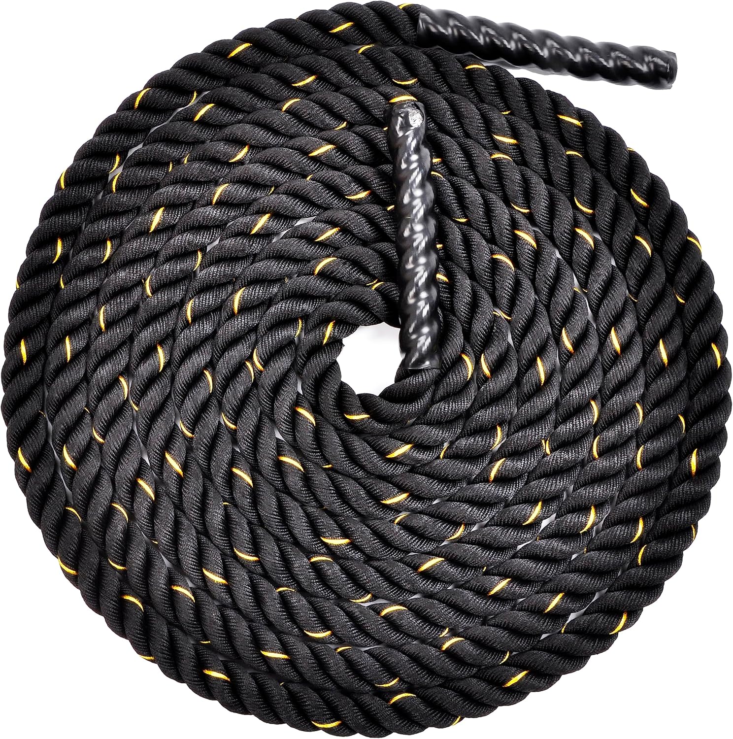 Heavy Duty Poly Dacron Battle Rope Set for Home Gym Workouts - 1.5-2 Inch Diameter, 30-50 FT Length - Fitvids