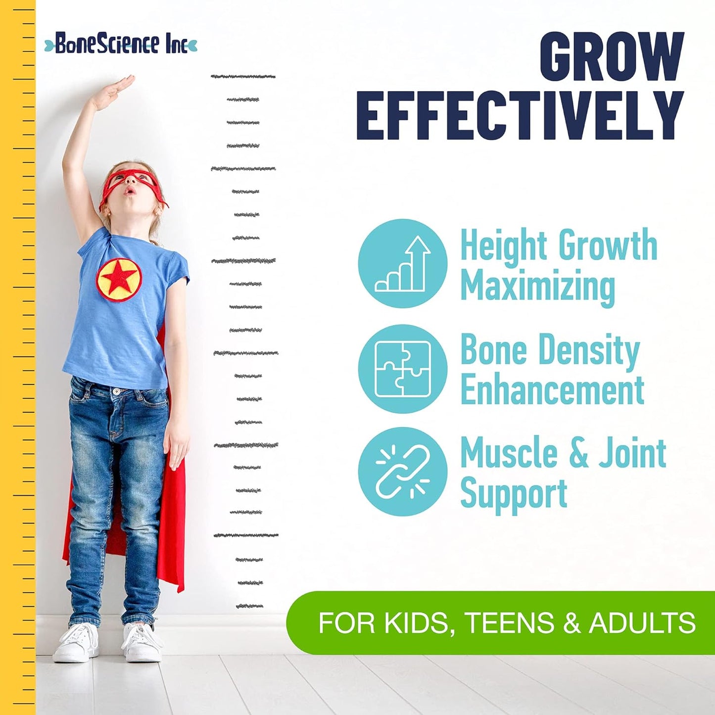 Height Growth Maximizer Pack of 2 - Natural Bone Growth Pills for Adults, Teens & Kids - Made in USA - Vitamins for Boys & Girls to Grow Taller