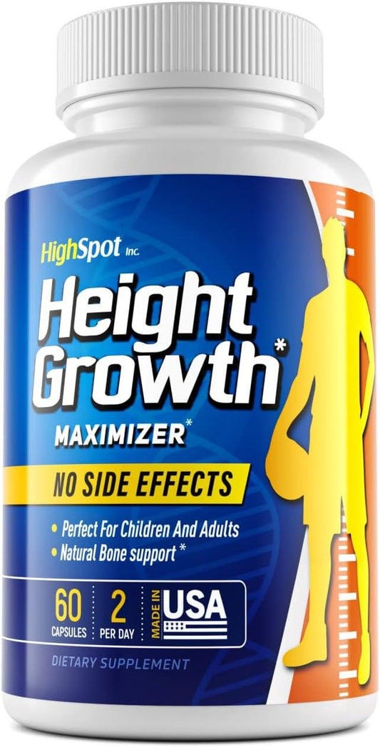 Height Growth Maximizer Supplement with Calcium, Vitamin D3, B1, B2 - Grow Taller and Strengthen Bones - USA Made - White Color