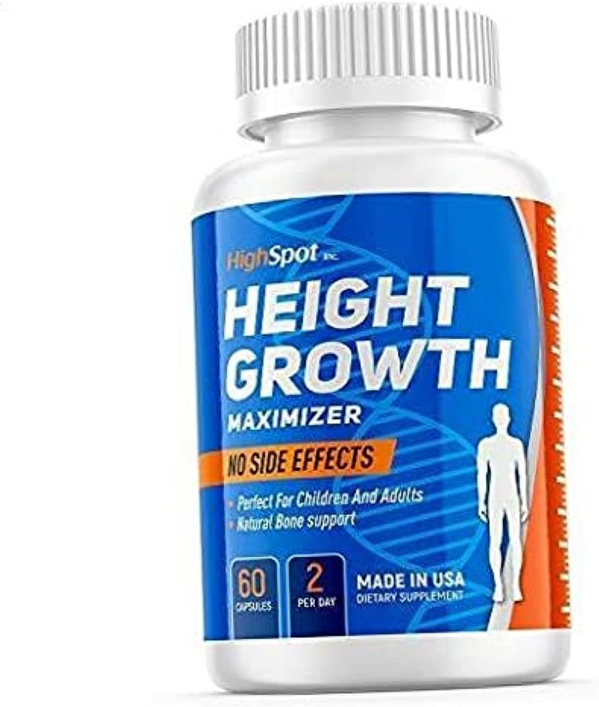 Height Growth Maximizer Supplement with Calcium, Vitamin D3, B1, B2 - Grow Taller and Strengthen Bones - USA Made - White Color