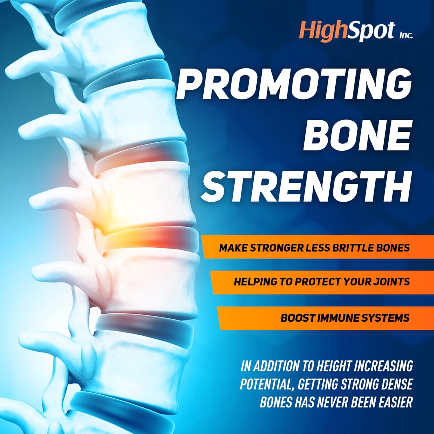 Height Growth Maximizer Supplement with Calcium, Vitamin D3, B1, B2 - Grow Taller and Strengthen Bones - USA Made - White Color