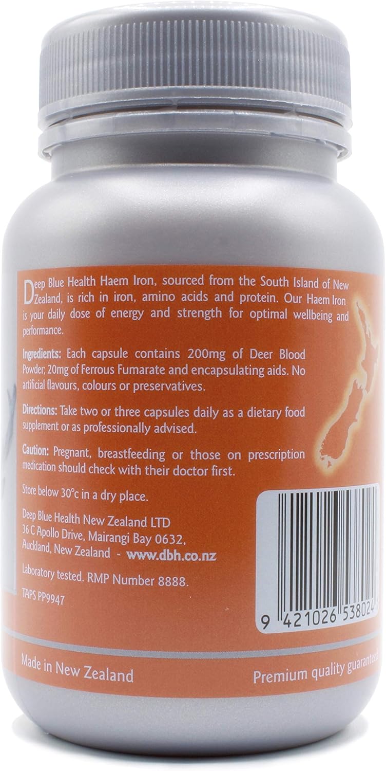 Heme Iron Supplement 1000mg x 90 Soft Gel Capsules for Anemia, Energy, and Circulation - Deer Blood with Ferrous Fumarate - Supports Men and Women