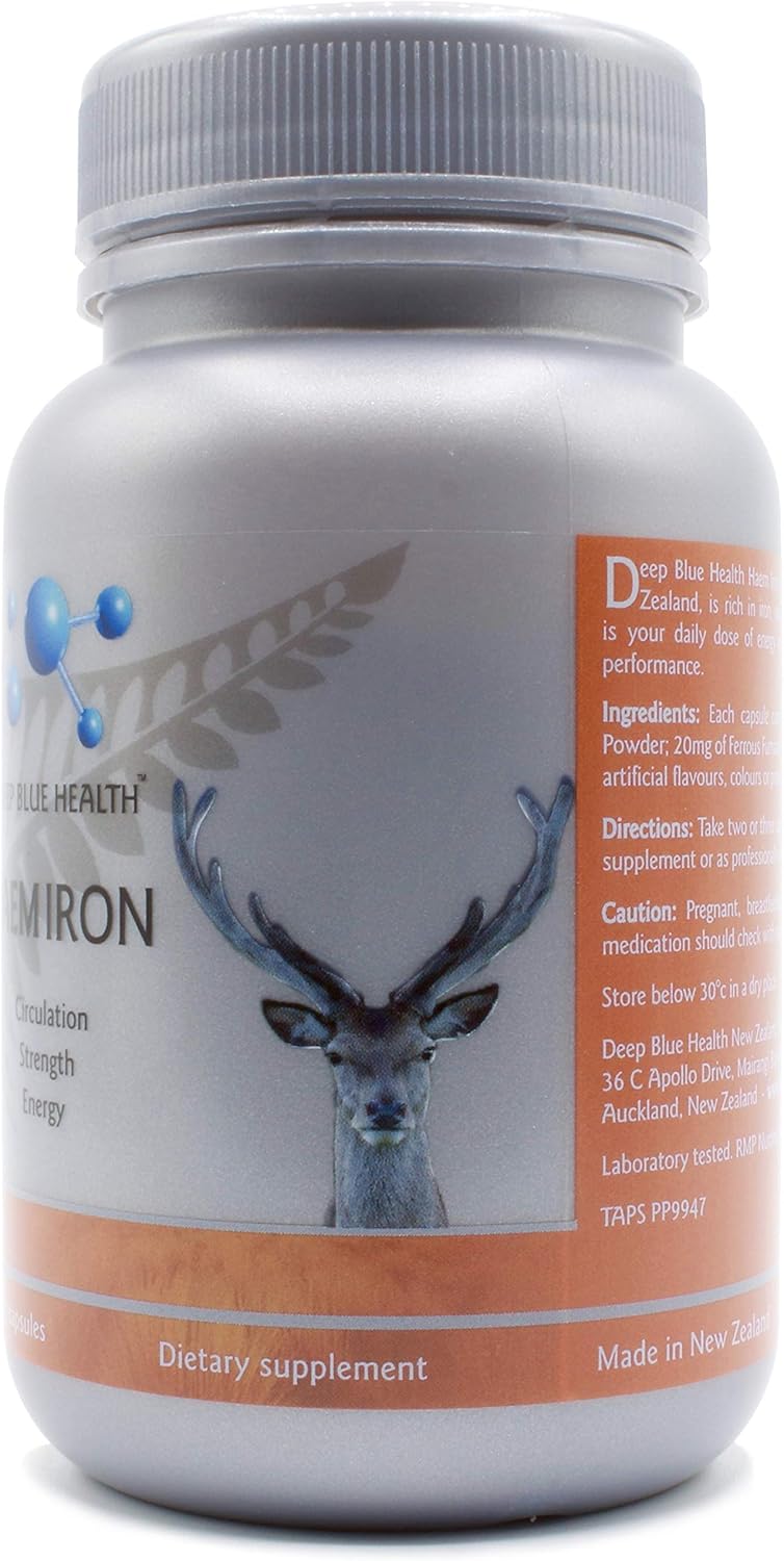 Heme Iron Supplement 1000mg x 90 Soft Gel Capsules for Anemia, Energy, and Circulation - Deer Blood with Ferrous Fumarate - Supports Men and Women