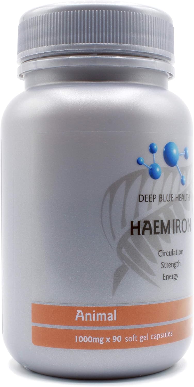 Heme Iron Supplement 1000mg x 90 Soft Gel Capsules for Anemia, Energy, and Circulation - Deer Blood with Ferrous Fumarate - Supports Men and Women