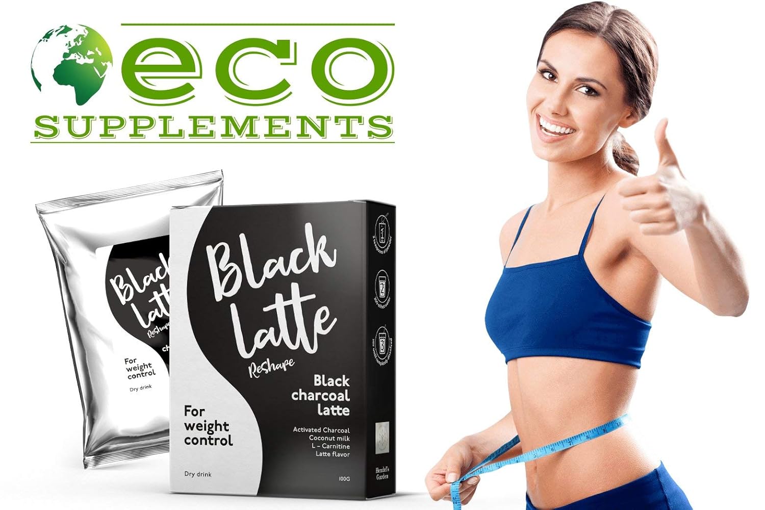 HENDEL LLC Black Charcoal Latte Dry Drink - Detoxifying Black Latte Mix