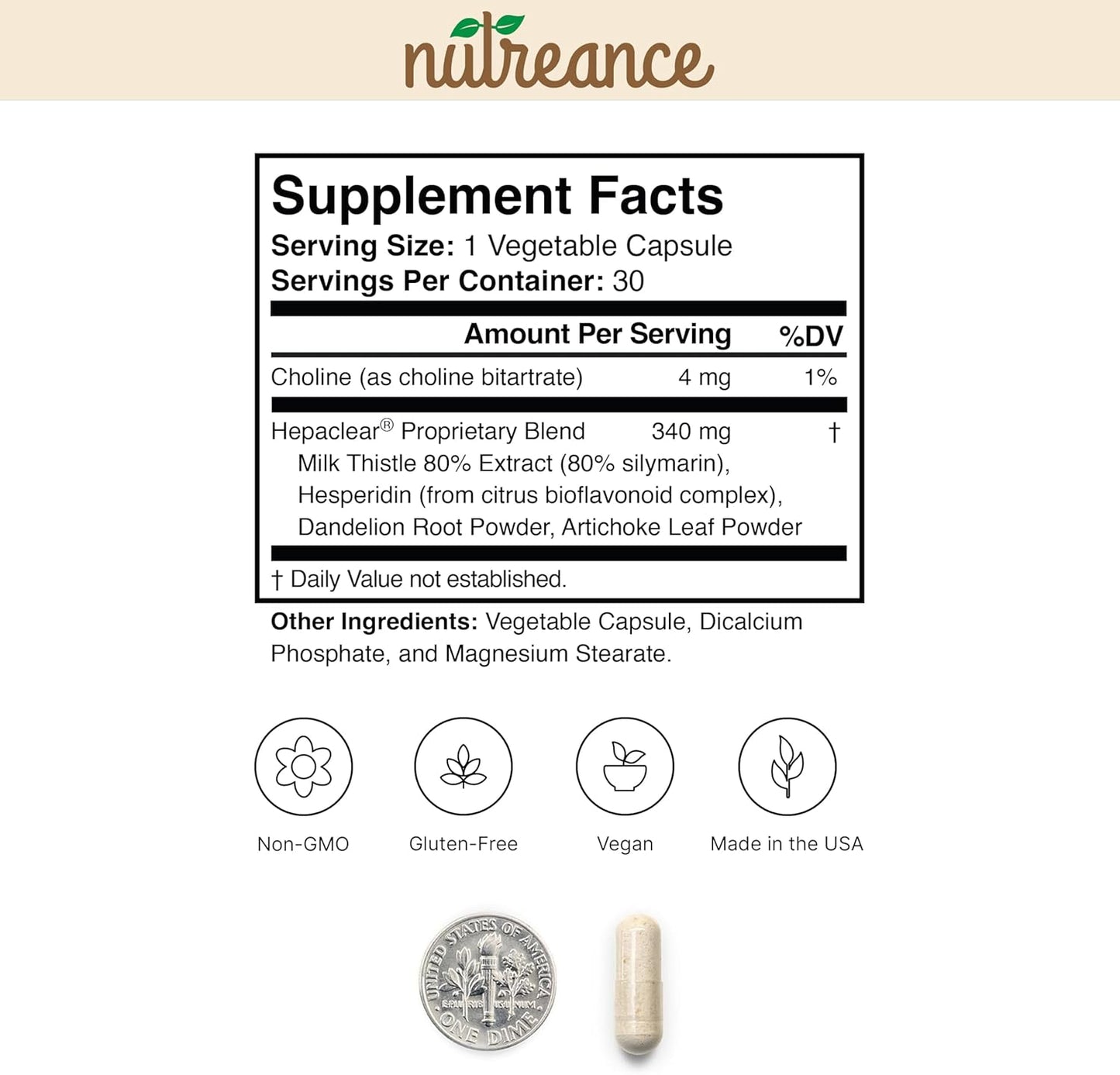 Hepaclear Liver Support Supplement with Hesperidin - Natural, Non-GMO, Vegan & Gluten-Free