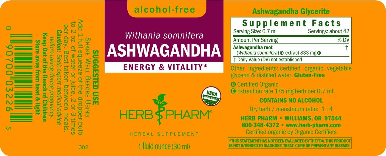 Herb Pharm Ashwagandha & Rhodiola Extracts Combo Pack for Energy & Endurance, 1 Oz Each